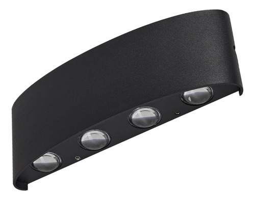 Lámpara Pared Led Aplique Impermeable Exterior Color Negro Luz Cálida 3000 K Zeus Illux Ml-8408