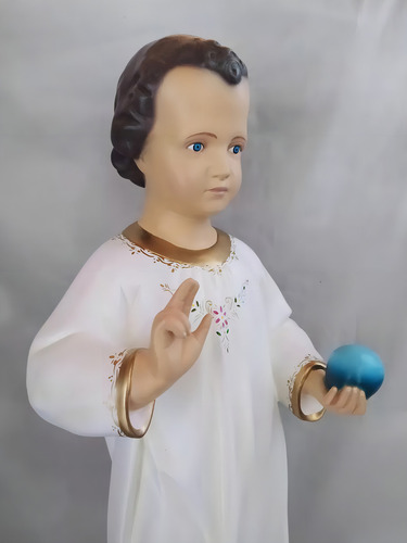 Imagem De Menino Jesus De Nazare 85 Cristo Base Madeira Cor Pintura A Mão