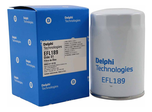 Filtro De Oleo Delphi Efl189 Fiesta, Ecosport - Cód.8721