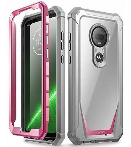   Funda Para Para Moto G7 Transparente Resistente Color Rosa