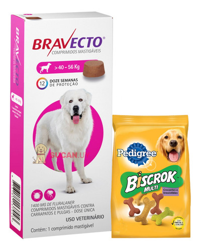 Pastilla Bravecto Anti Pulgas (3 Meses) - Perros 40 A 56 Kg