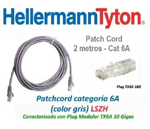 Cable De Red Patch Cord Hellermann Tyton 2m 7pies Cat 6a