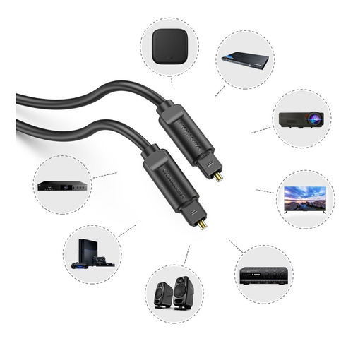 Cable De Audio Toslink Vention Fibra Optica Macho 2m 10 Pzas