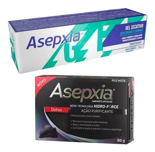 Kit Asepxia Gel Secativo E Sabonete Detox Cravos E Espinhas