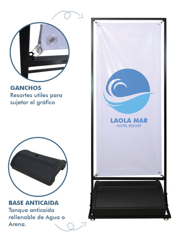 Display Acero Con Soporte Anticaida Dos Vistas 60x150cm