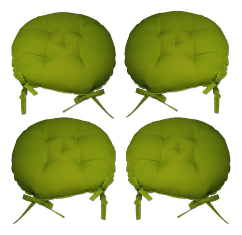 Kit 04 Almofadas Futon Redondo Assento Para Cadeira 40x40 Cor Verde Pistache