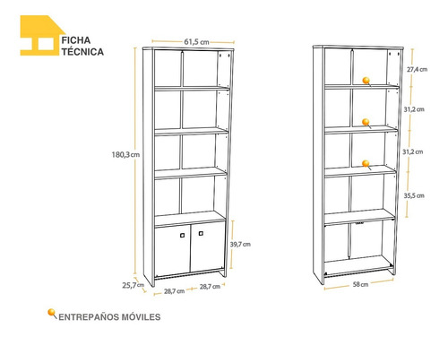 Imagen 5 de 7 de Mueble Casa Lista® Hogar - Biblioteca 2 Puertas