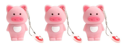 3 Uds Forma Palo Cerdo Cerdito Rosa Usb Flash U Disco Pvc-