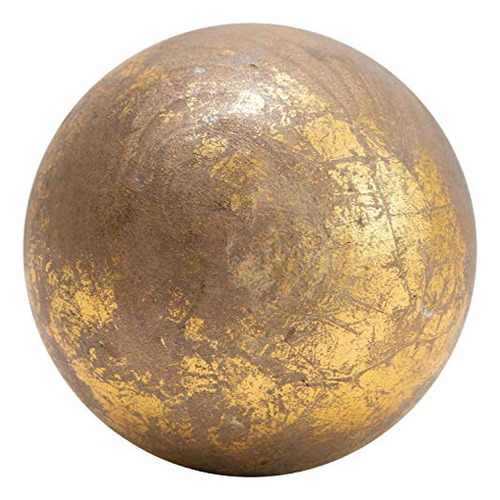 Mango Wood Foil Finish Orb, 4 , Gold