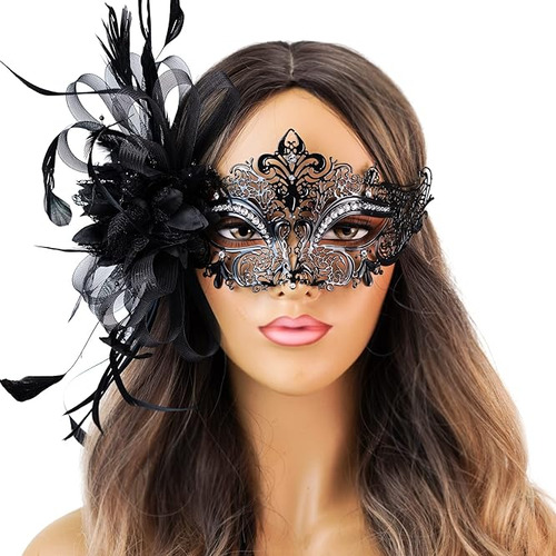 Mardi Gras Para Mujer Disfraz Halloween Plumas Mascaras Vene