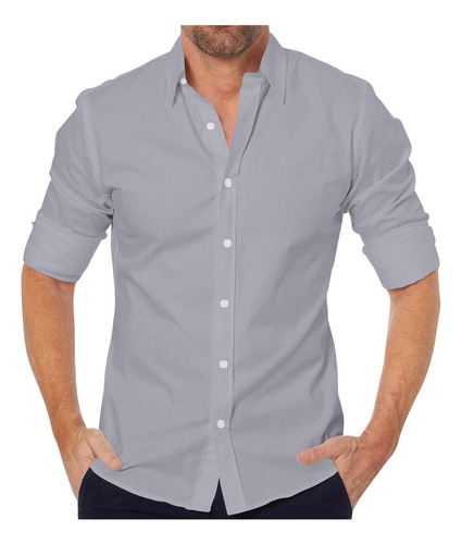 Camisa De Manga Larga Holgada A Rayas Con Botones De Solapa