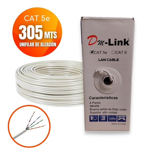 Imagen 1 de 3 de Cable Red Utp Cat 5e Unifilar De Aleación - Caja 305mts Gris