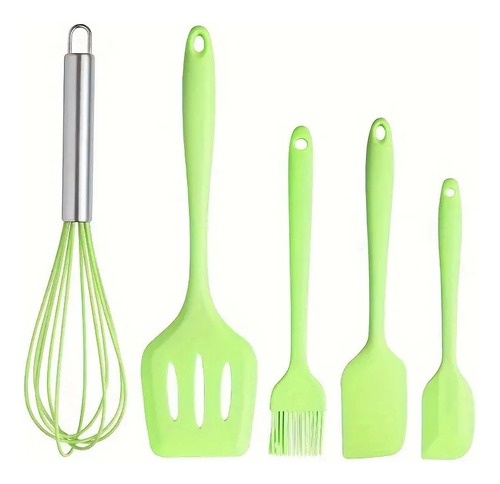 Set Utensilios Cocina De 5 Pza Silicona Antiadherente Negro