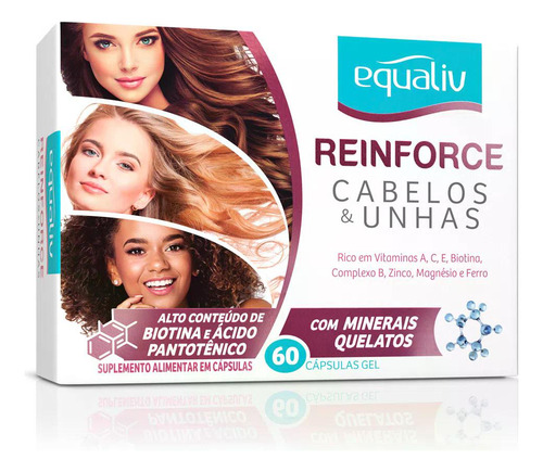 Equaliv Reinforce Cabelos E Unhas 60 Cápsulas Gel