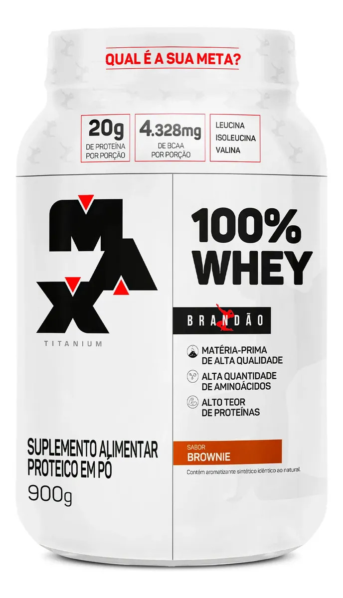 100% Whey Max Titanium Rafael Brandão Pote Rafael Brandão Brownie 900 g