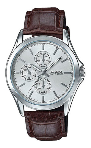 Reloj Casio Hombre Mtp-v302l-7a Cuero Original Envío Gratis 
