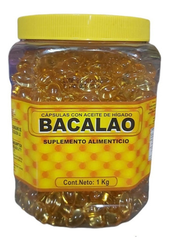 Capsulas Aceite Higado De Bacalao Frasco 1 Kilo Vitaminas Sabor Insaboro