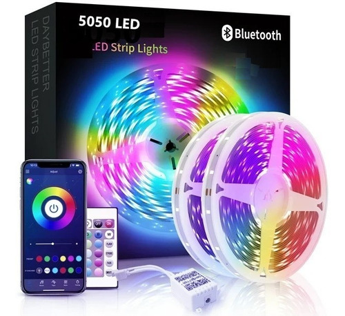 Tira Led Bluetooth Cinta Luces Rgb 5mts C/ Transformador 