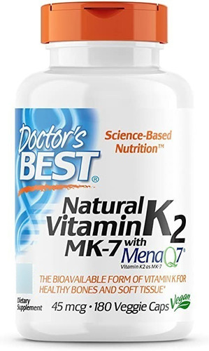 Vitamina K2 Mk-7 Con Menaq7 45 Mcg Doctors Best 180 Capsulas