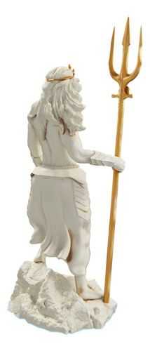Estátua Poseidon Netuno - Deus Grego Estatueta Escultura Cor Cor mármore dourado