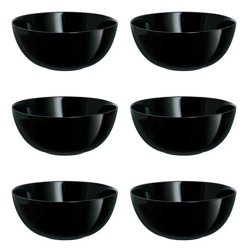 Set X 6 Compotera Bowls Luminarc Diwali Negro 12cm