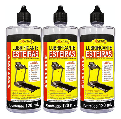 3 Lubrificante De Esteiras Bicicletas Aparelhos Musculação