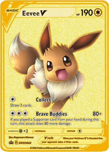 Eevee V Gold Metal Pokemon Card 