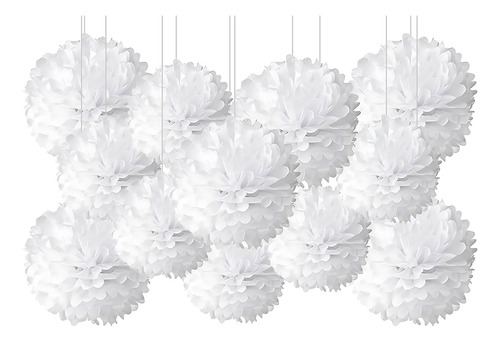 12 Pompon Papel Seda Para Colgar Flor Decoracion Fiesta