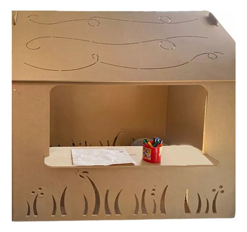 Casita Infantil De Madera Para Niños 130 Cm - Montessori Nude Cesped