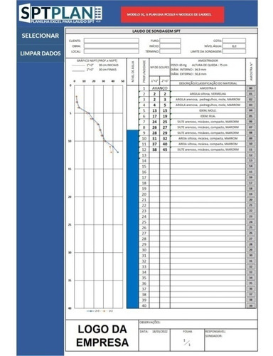 Imagem 3 de 5 de Planilha Laudo De Sondagem Spt