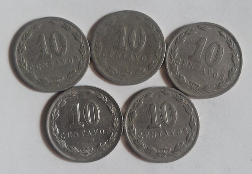 Lote 25 Monedas 10 Centavos 1898 - 1942 Nickel Argentina (Usado)