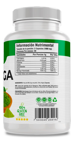 Bioherb Moringa 100% 180 Cápsulas
