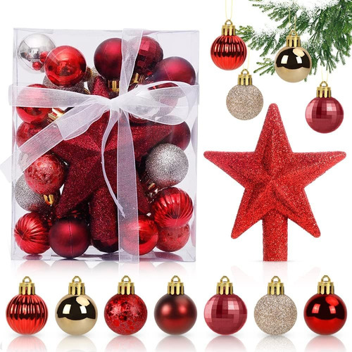 Adorno Chirimbolo Navidad Set 30 Piezas 3cm Con Estrella Ax®