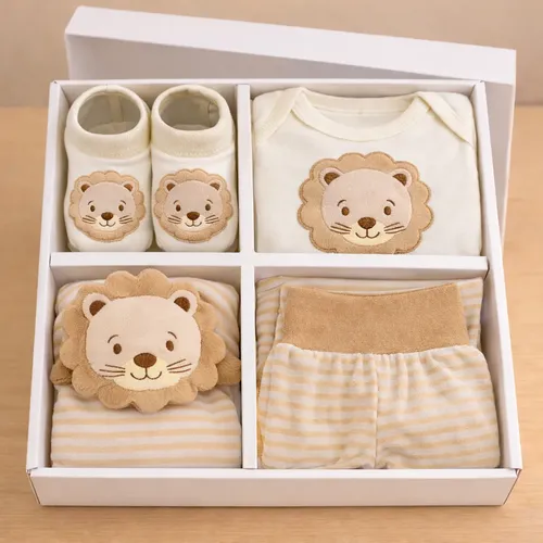 Kit Presente Bebê Recém Nascido Body Calça Pantufa E Naninha Bege P
