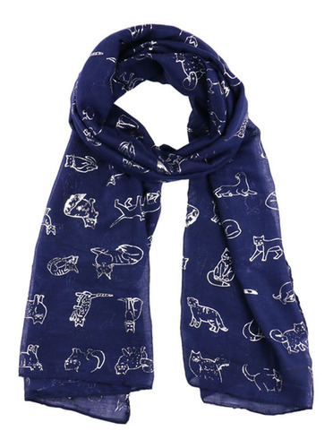 H Bufanda Para Mujer, Diseño De Gato Ab157, Estampado, Chal