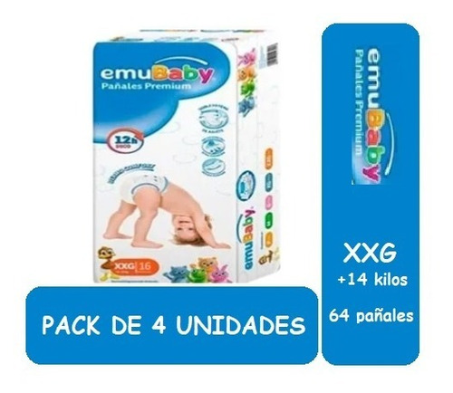 Pañal Emubaby Premium Talla Xxg Pack X 4 Paquetes / S0726