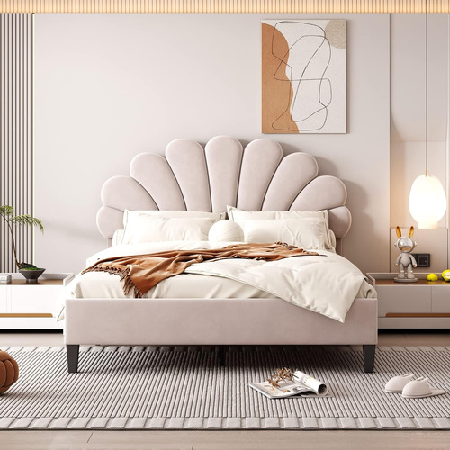 Base De Cama Tapizada De Tamaño Matrimonial Con Cabecera De
