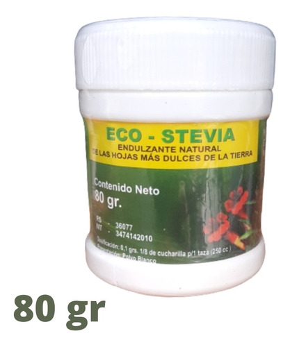 Eco Stevia En Polvo Boliviana 80gr