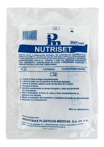 Kit 10 Pz. Bolsa P/alimentación Enteral Nutriset Ipm 500ml