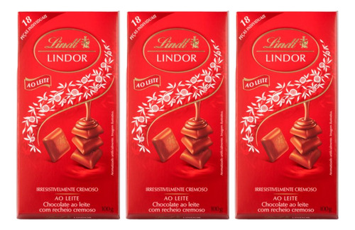 Chocolate Barra Lindt Lindor Milk 100g Original Suíça (3 Un)