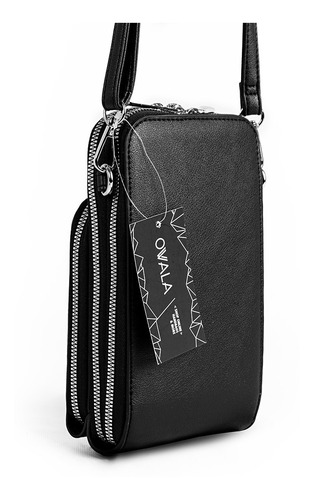 Imagen 4 de 7 de Cartera Porta Celular Bandolera Mujer Cuero Sintetico Queens