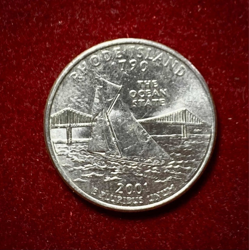 Moneda 1/4 Dólar Estados Unidos 2001 P Km 320 Rhode Island