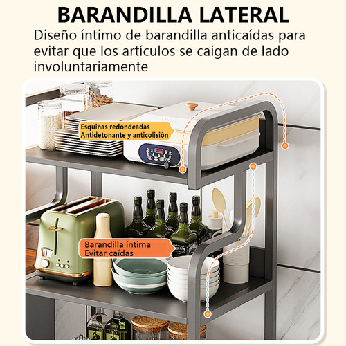 Moderno Estante Para Cocina Pequeñas Móvil Con Puertas 52cm Negro