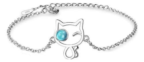 Pulsera Gatito Piedra Azul 