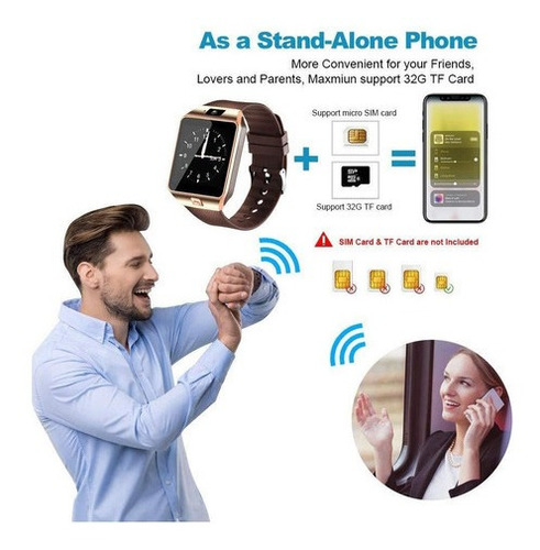 Imagen 5 de 10 de 2 X Teléfono Celular Reloj Inteligente Dz09 Smartwatch
