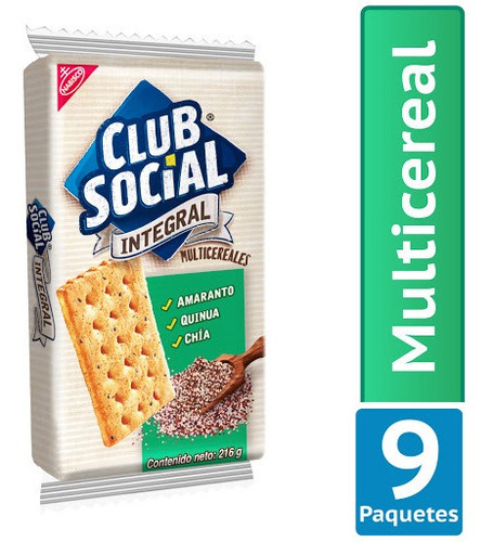Galletas Club Social Multicereal Paquete 216grs X9 Uds
