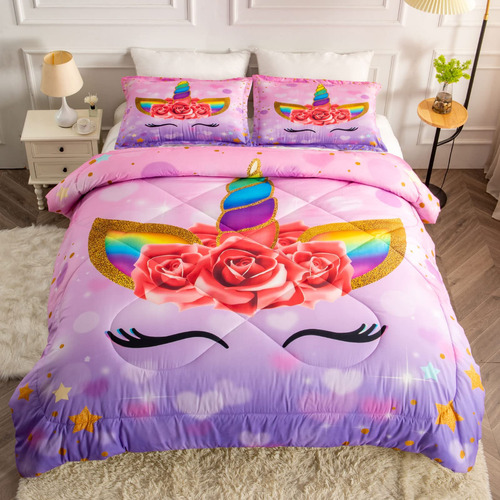 Sirdo Juego De Ropa De Cama De Unicornio Para Nias, Juego De