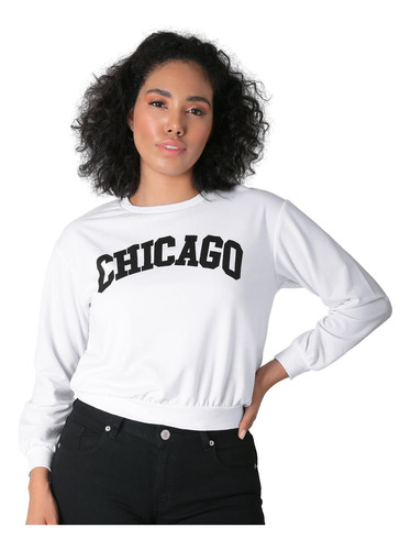 Sudadera Mujer Moda Sin Capucha Blanco Stfashion 64104815