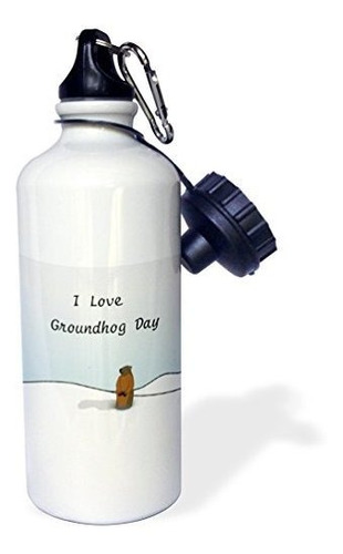 3drose Print Of I Love Groundhog Day Cartoon-botella De Agua