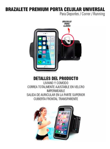 Imagen 5 de 9 de Funda Brazalete Universal Celular Correr Running Deporte